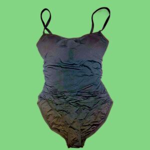 NWT La Blanca Island Goddess 1 Piece Swimsuit Size 10 Black UPF 50 Beach Pool
